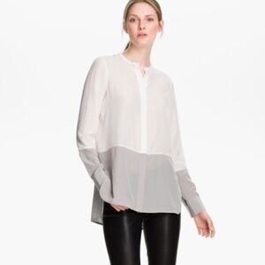 Vince Classic Colorblock 100% Silk Button Down Dress Shirt